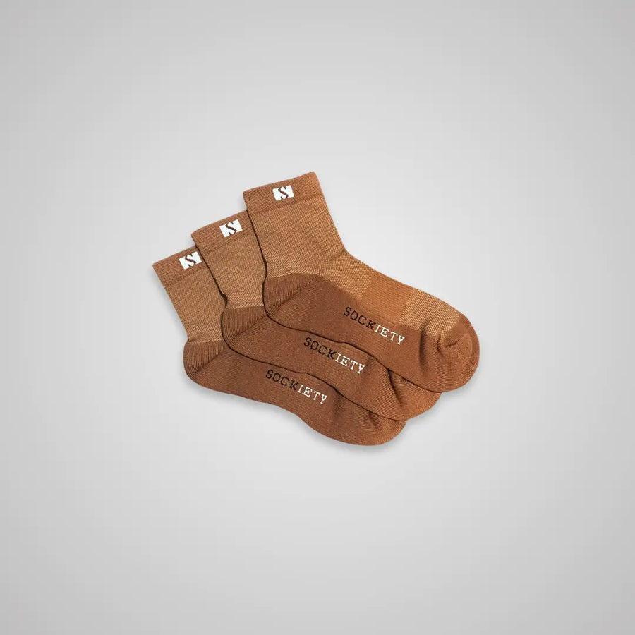3-Pack Unisex Eminent Quarter Socks (Cappuccino)