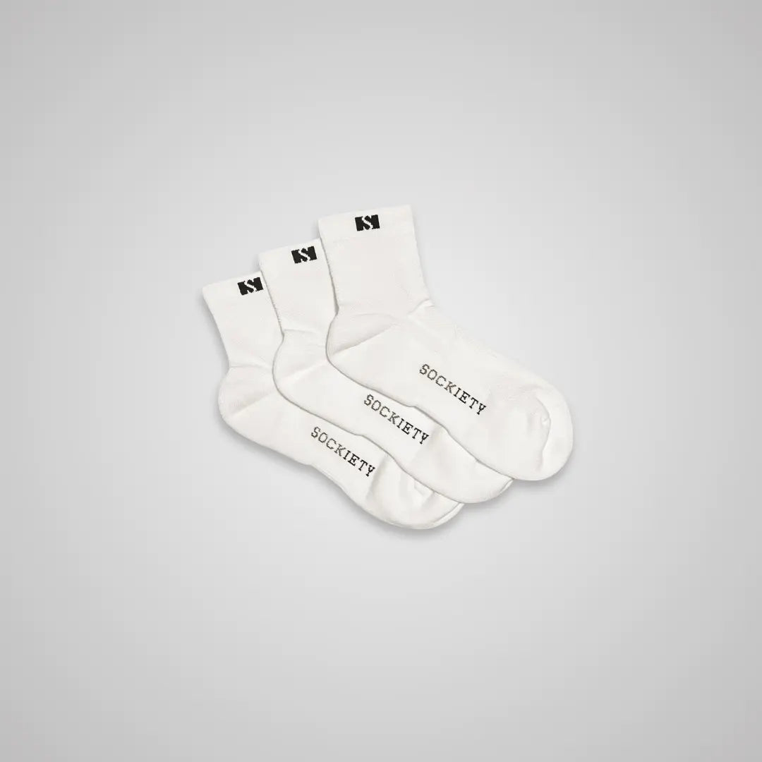 3-Pack Unisex Eminent Quarter Socks (White)