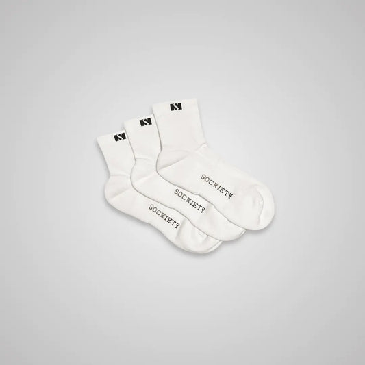 3-Pack Unisex Eminent Quarter Socks (White)