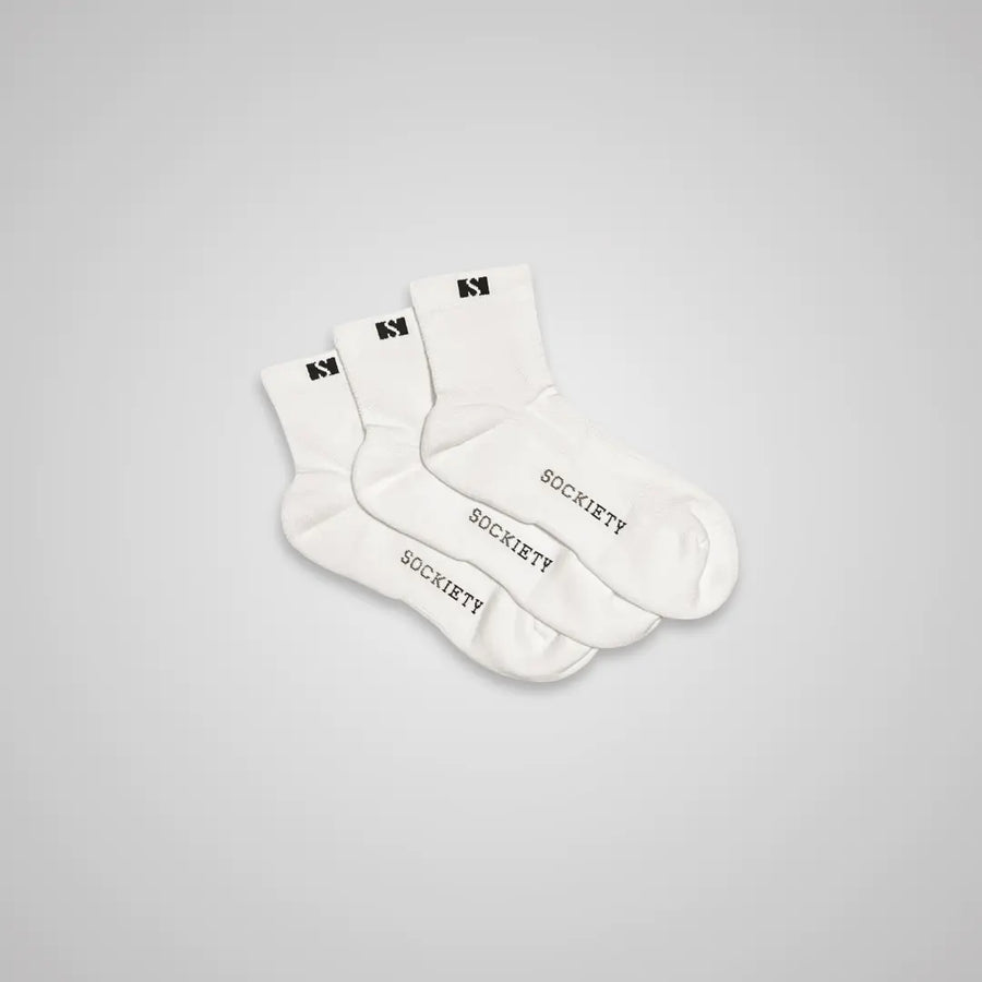 3-Pack Unisex Eminent Quarter Socks (White)