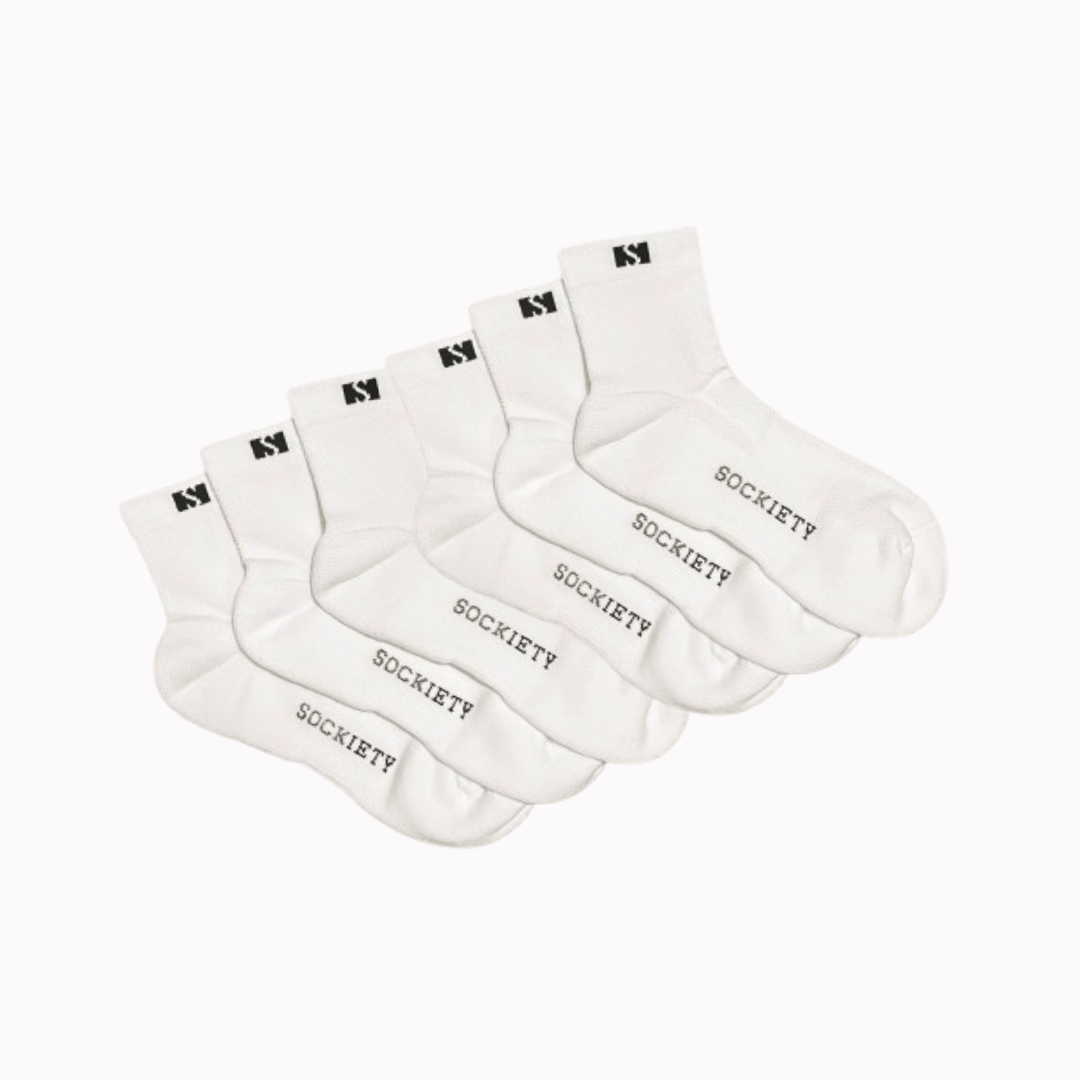 Unisex Eminent Quarter Socks 6-Pack (White)