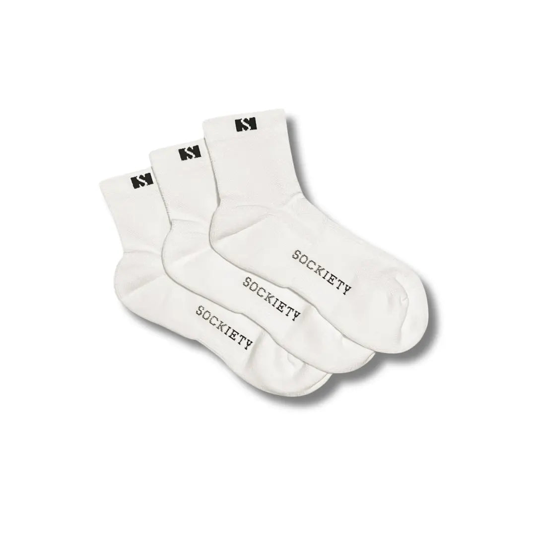 Unisex Eminent Quarter Socks 3-Pack (White)