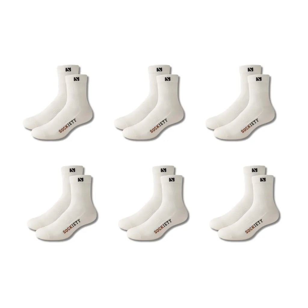 Unisex Eminent Quarter Socks 6-Pack (White)