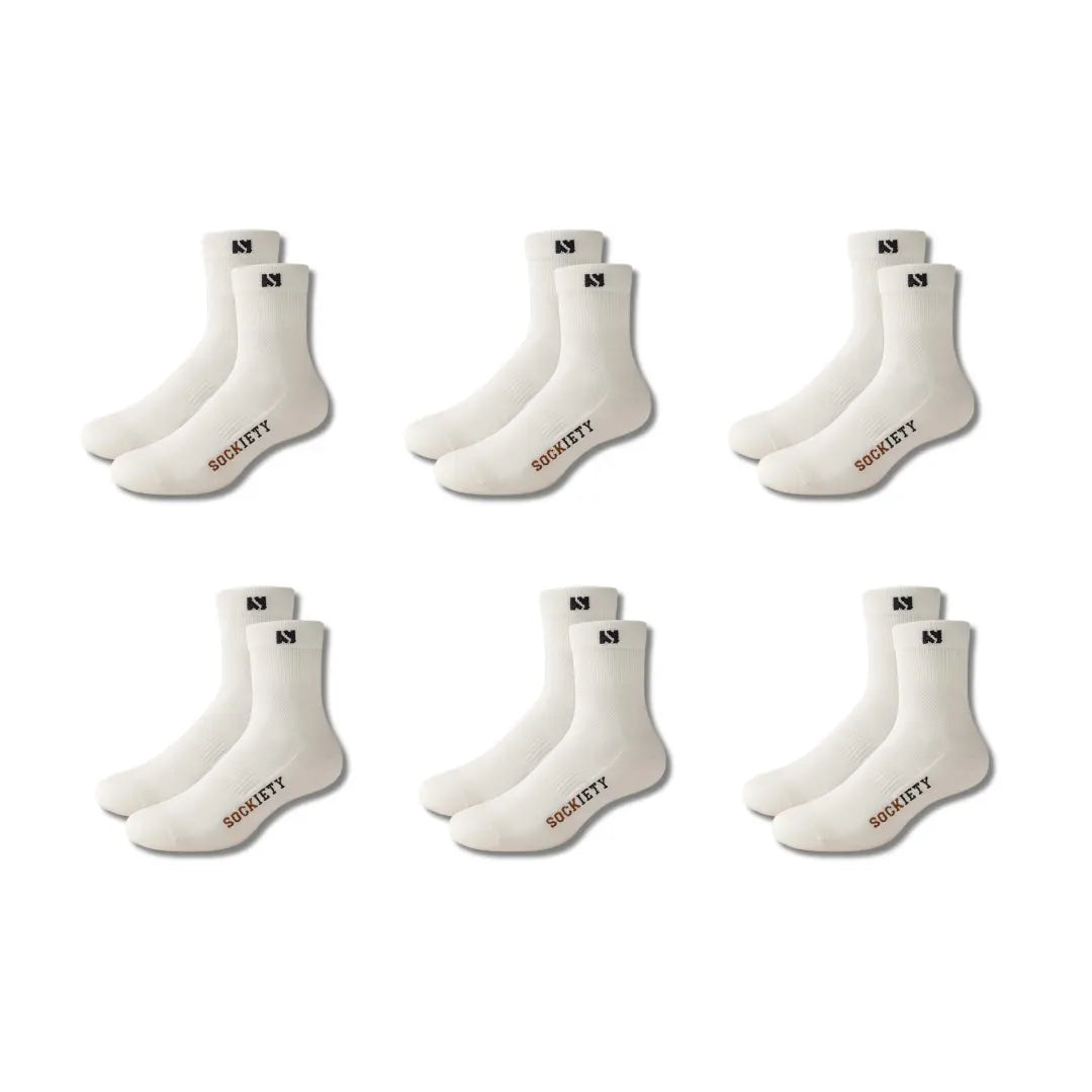 Unisex Eminent Quarter Socks 6-Pack (White)