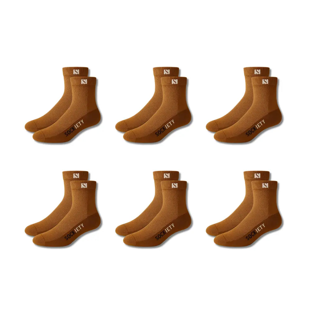 Unisex Eminent Quater Socks 6-Pack (Brown)