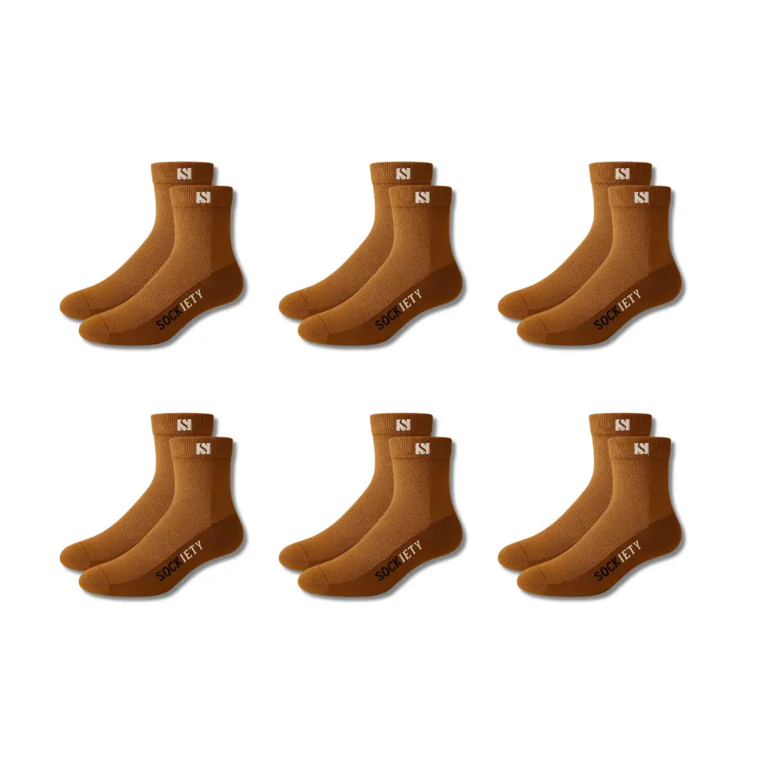 Unisex Eminent Quater Socks 6-Pack (Brown)